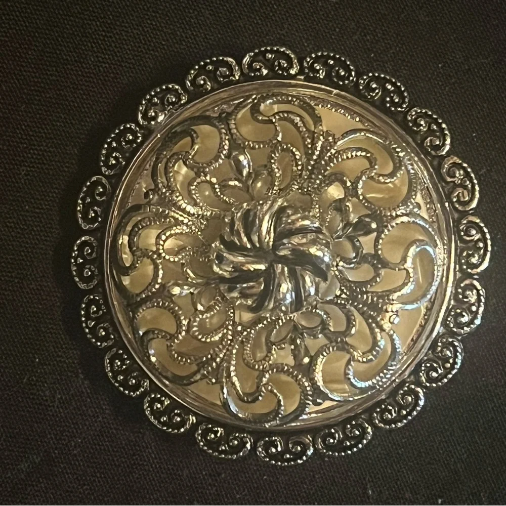 Vintage Silver Tone Filigree Scarf Clip Marked West Germany
